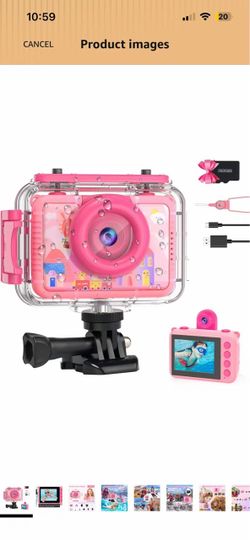 Brand New Kids Waterproof Underwater Camera 1080P 4X Zoom 2"IPS Screen 32GB Card 20MP Built in Fun Frames Pool Toy Equipped with Swimming Cycling Skii