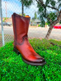 Bota dé piel brandy con cierre