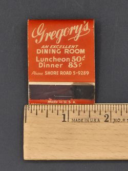 Vintage 1940's Hotel Gregory NY Match Book