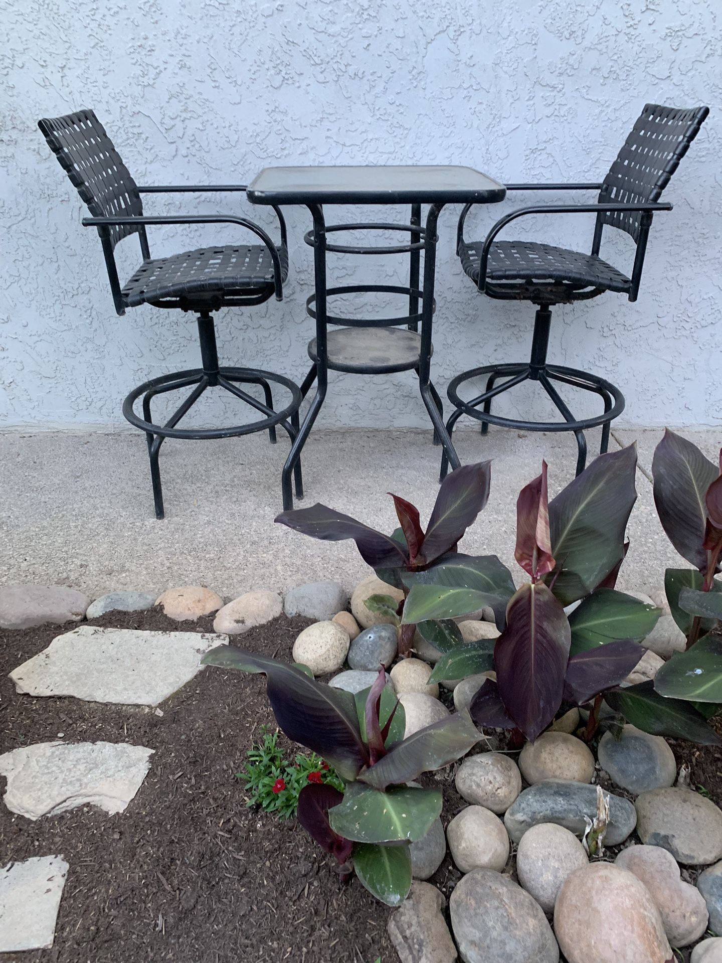 Glass Table And Stools