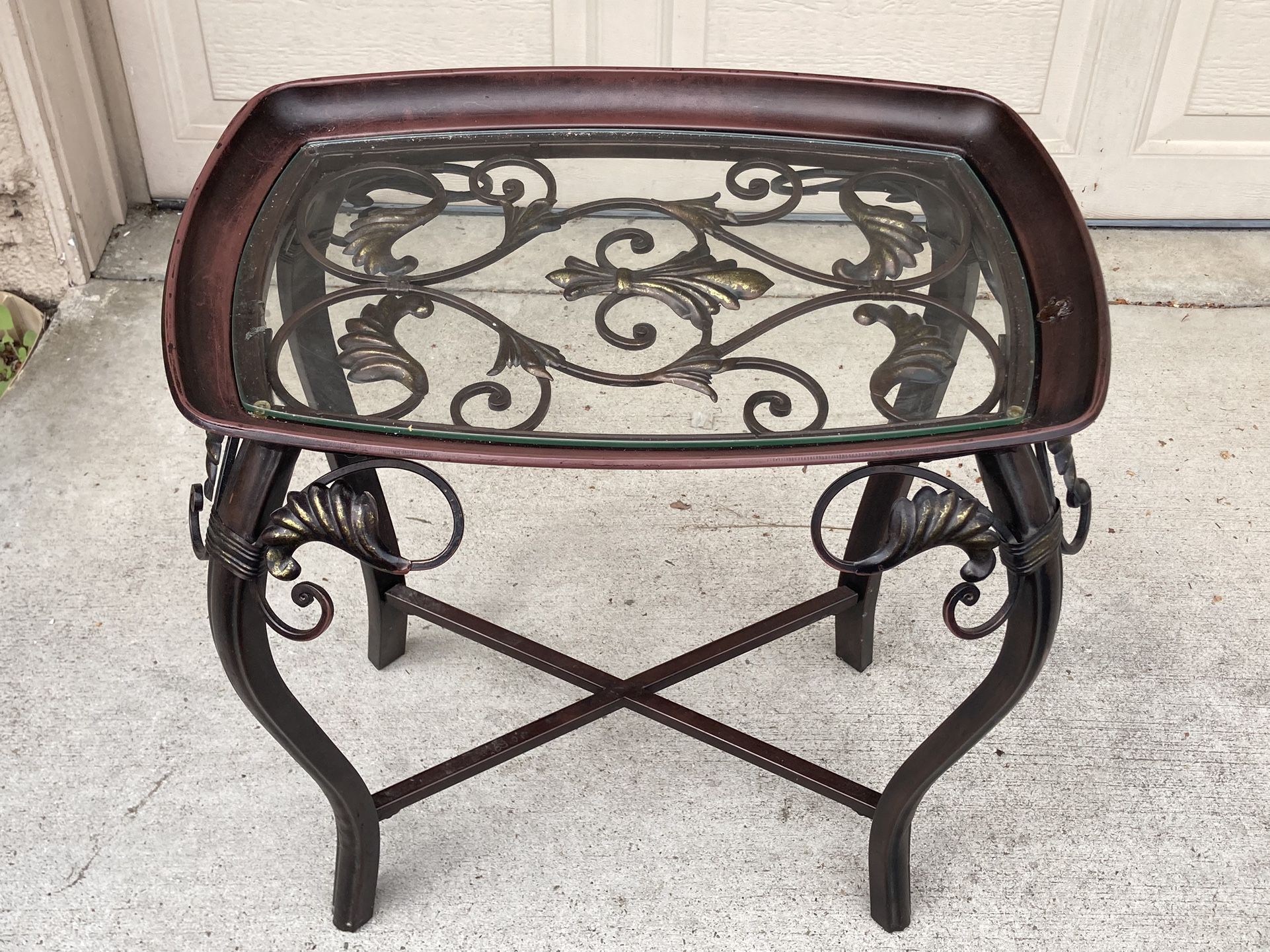 Iron & Glass End Table - 22” Wide