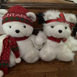 Vintage Santa Bear &  Ms Santa Stuffed Animals