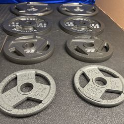 BRAND NEW Olympic  Weights Plates Set: 45s, 35s, 25s & 10s . Brute#230