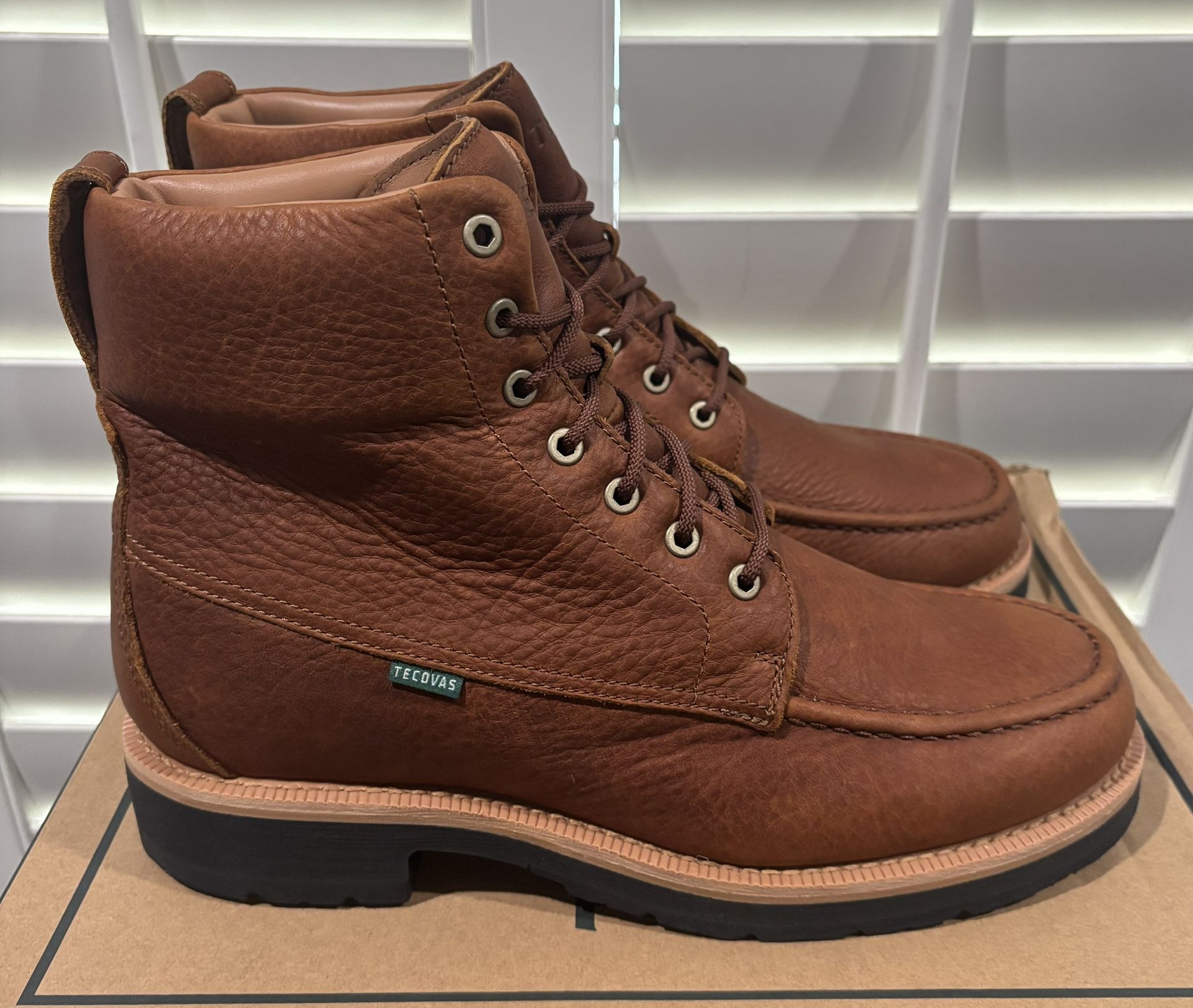 NEW Tecovas The Rugged Moc Saddle WP Cowhide Leather Lace Up Boots (Men’s Size 12 or 12.5)- $150