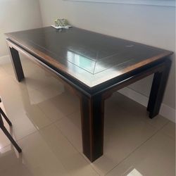 Asian Solid Wood Dining Table With Matching Chairs 