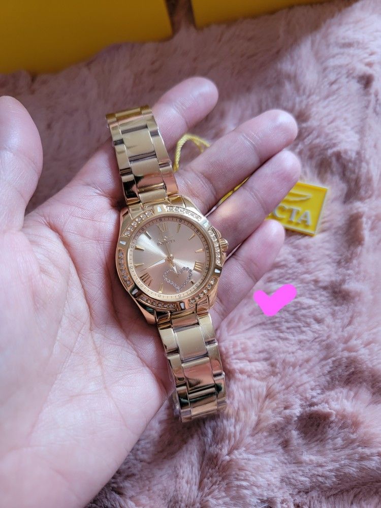 Ladies Gold Invicta Angel With a Heart 34.5mm. Invicta Angel Lady Women main image 3