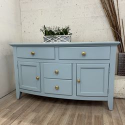 Beautiful Real Wood Dresser I’m A Soft Blue And Gold Pulls