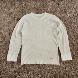 supreme hanes thermal longsleeve ribbed cream casual streetwear minimalist S/M