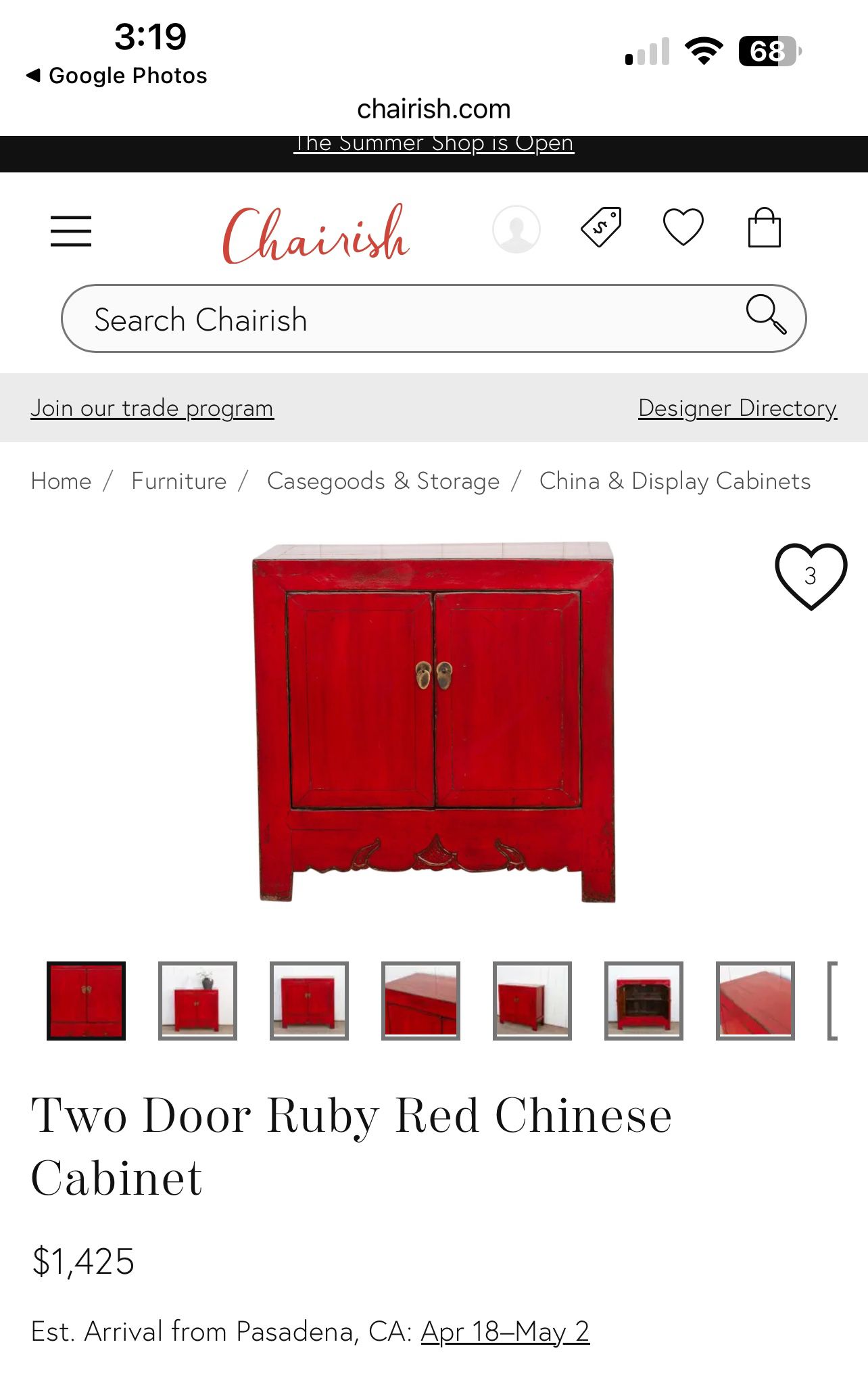 Vintage Red Lacquered Versatile Cabinet