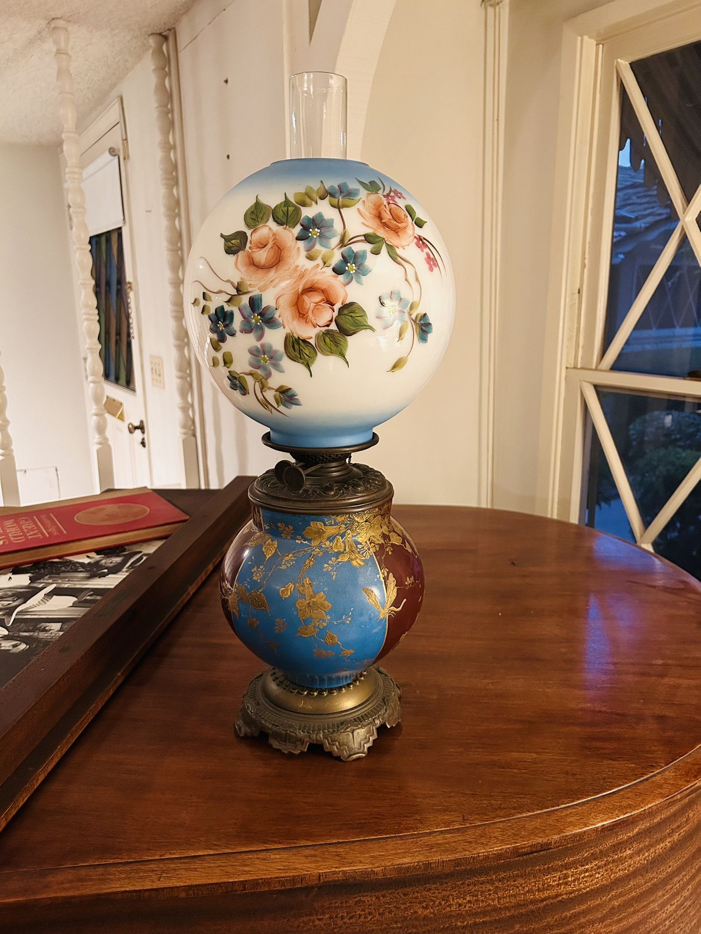 Vintage Glass Hurricane Lamp