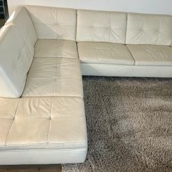 Modern White Leather Sectional Sofa