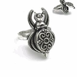 Spider Poison Pill Locket Sterling Silver Ring-various sizes!