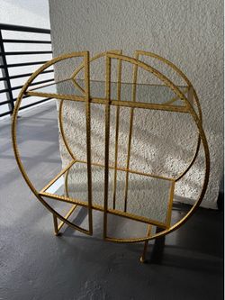 Metal Shelf Gold, shelving unit, storage, drinks cabinet, gin cupboard glass shelving