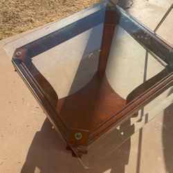 Glass Top Wooden Coffee Table