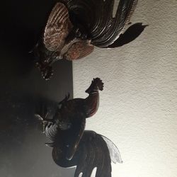 EXQUISITE Pair of Solid Bronze 10" Fighting Rooster Sculptures