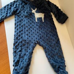 Baby Boy Kyle And Deena Footed Navy Blue Deer Sleeper Size 3-6 Mo