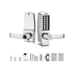 Mechanical Keyless Entry Door Lock, 14 Key Mechanical Door Lock with Keys, Mechanical Keypad Door Lock with Handle, Stainless Steel Waterproof Keyless