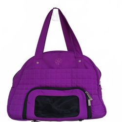 Women’s purple Quilted Shoulder Bag/ Zip Closure, Inner Pockets, Black Lining