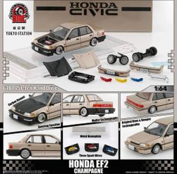 BMC 1:64 Honda Civic EF2 Champagne Diecast Model
