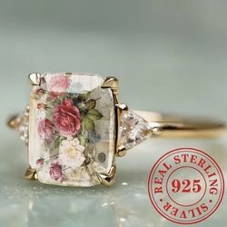 🌹ELEGANCE IN STERLING SILVER RING - Rose Bouquet 🌹💐