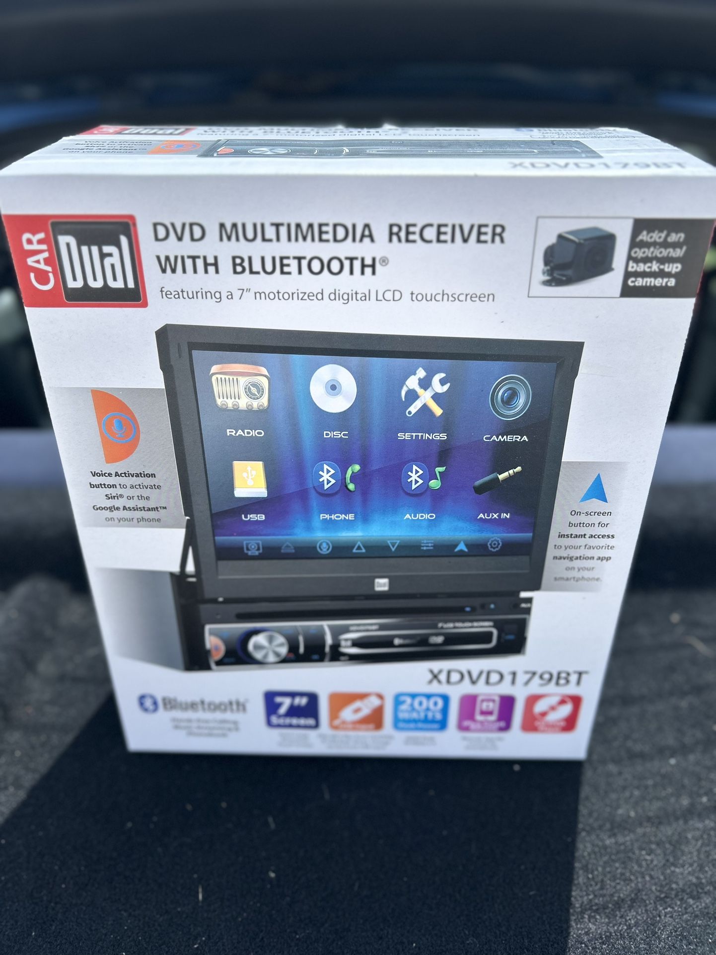 Dual Electronics XDVD179BT 7 inch Single DIN Car Stereo, Motorized Touch Screen, CD/DVD, New