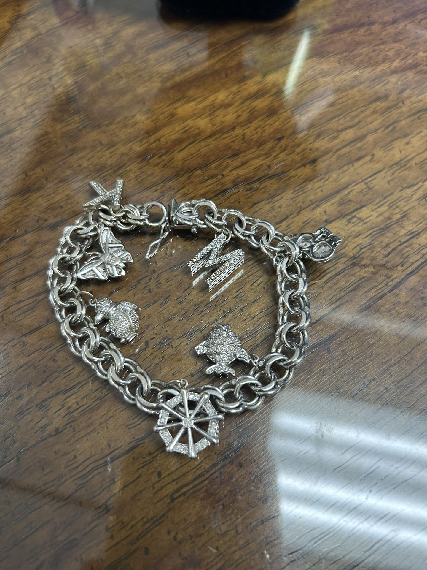 14k White Gold Solid With Charm 7.5 Inches Pick Up Only!!