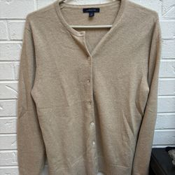 Land’s End Preowned Women’s Tan Cashmere Cardigan Size M