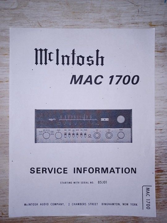 Mac 1700 Stereo Reciever