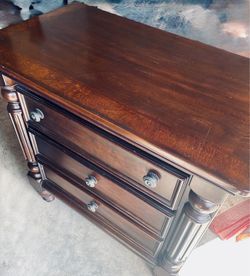 Solid wood, headboard, and nightstand