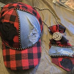 Plaid Hat And Tie Set