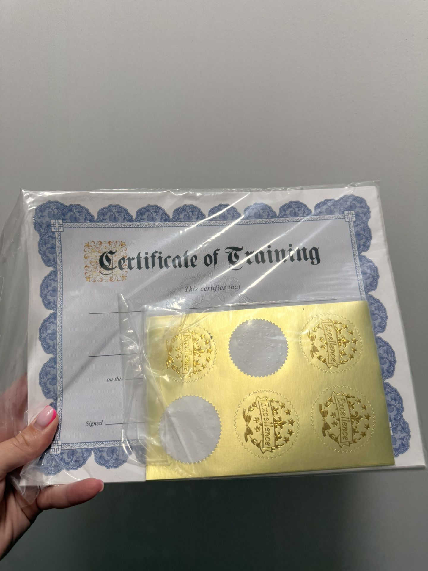 Certificate of training