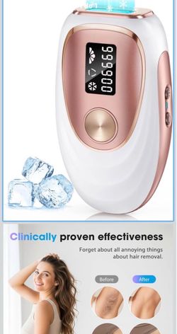 IPL Laser Hair Removal Device for Women & Men - Home 45°F Ice-Cooling Contact for Painless & Long-La