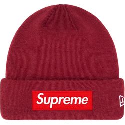 Supreme New Era Box Logo Beanie Cardinal FW22