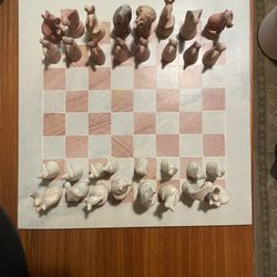 Hand Carved Soapstone Chess Board Set with Safari Animals