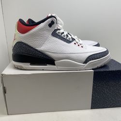 Jordan Retro 3 Fire Red Denim Shoes 203501
