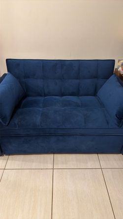 Blue velvet sofa sleeper