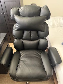 Sweetcrispy Executive Office Chair – Reclining, Footrest & Lumbar Support – Black
