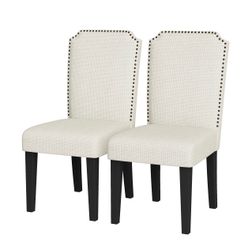 Garvee Dining Chairs Set of 2, Solid Wood Legs, Up to 500 LBS Capacity, Stable and No Wobbling, Upholstered Wide Seat with 60 ILD Sponge, Farmhouse Ki