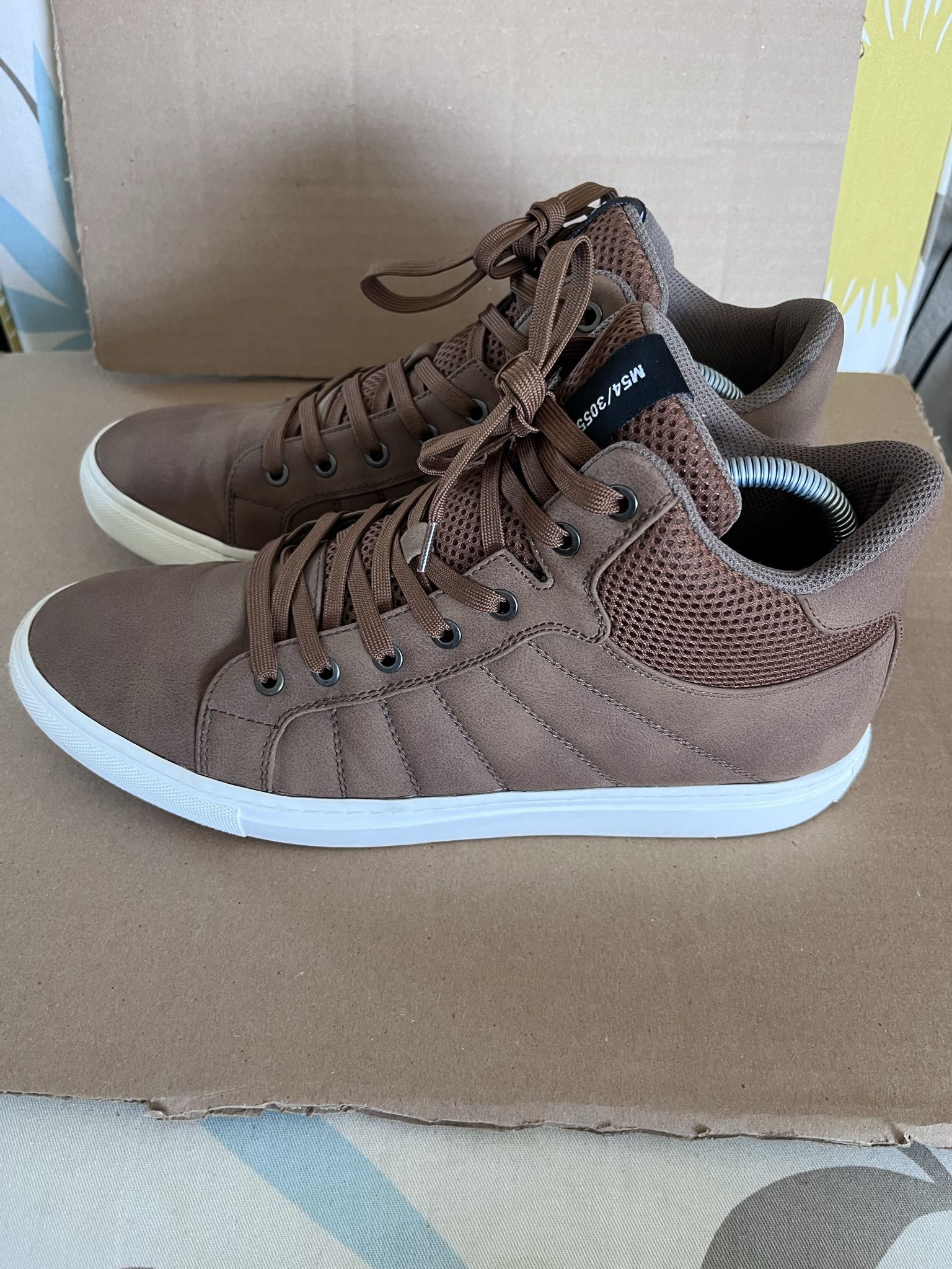 H&M Shoes Mens 10 High Tops Sneakers Brown Faux Leather Lace Up Casual  Comfort for Sale in Huntington Beach, CA - OfferUp