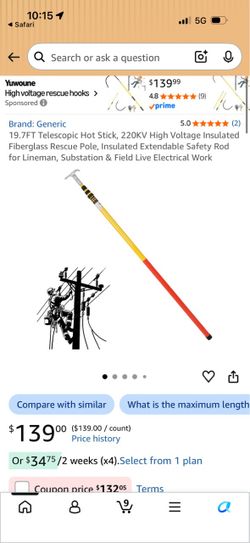19.7FT Telescopic High Voltage Insulated Rescue Pole