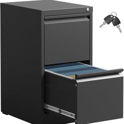 2 Drawer File Cabinet,Black Metal Filing Cabinets for Home Office,Vertical File Cabinet with Lock for A4/Letter/Legal Size Files
