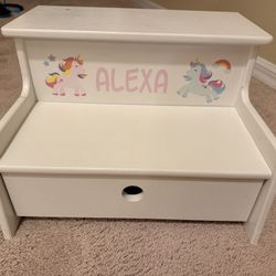 Wooden Stepstool For A Little Girl