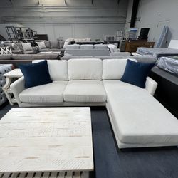 Sofa w/ chaise, available in beige or gray 