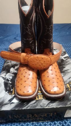 Ostrich boots and belt combo