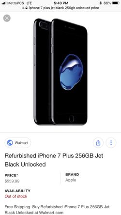 iPhone 7 Plus jet black 256gb unlocked