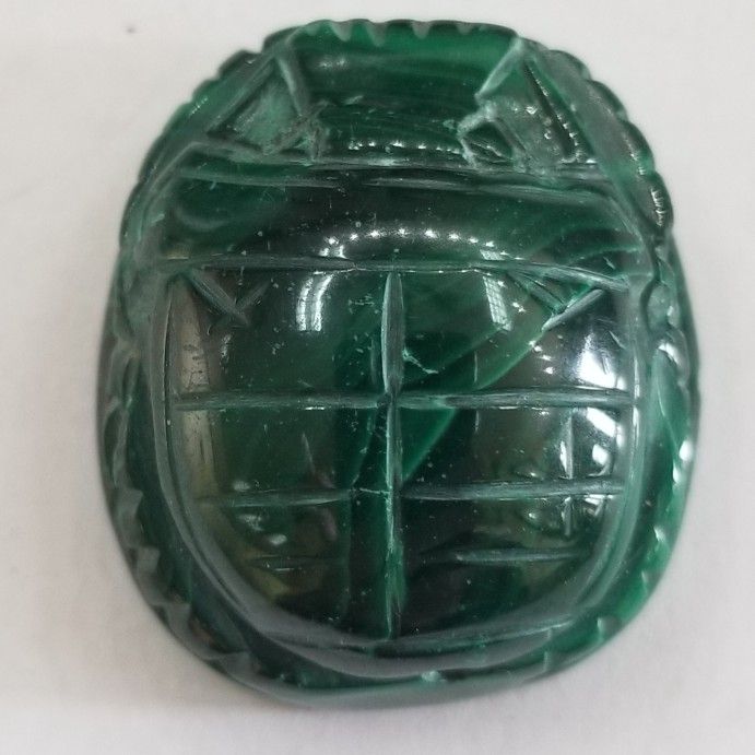 Large Carved Malachite Scarab