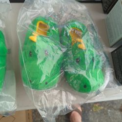 Green Dinosaur Slippers Small