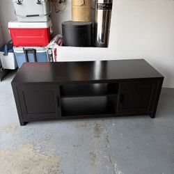 Tv Stand 59" Dark Brown Black Console Media Center