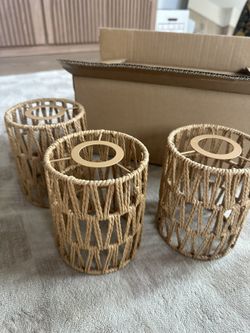 3 Pack Rattan Lamp Shade Small Boho Shades Replacement
