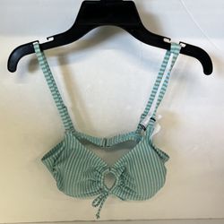 Juniors Seersucker Front Loop Bralette Bikini Top 
